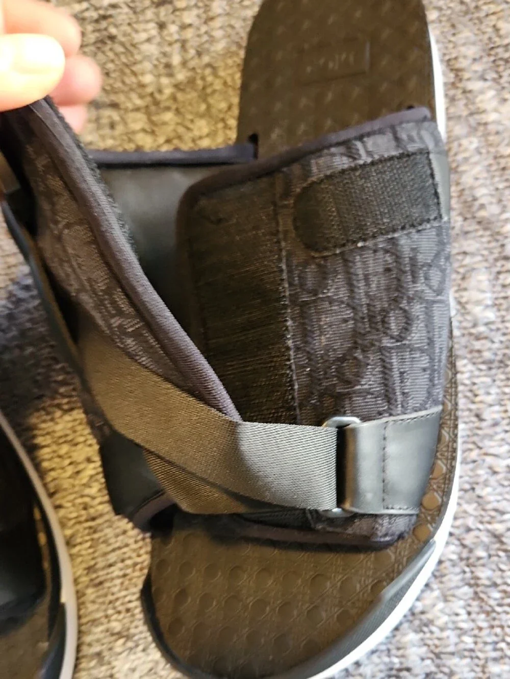 Dior Black Crisscross Logo Slide Sandals